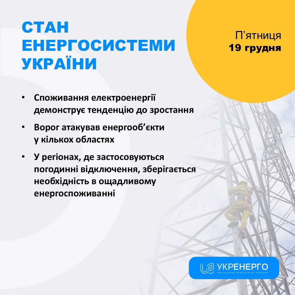 Стан енергосистеми та зростання споживання електроенергії