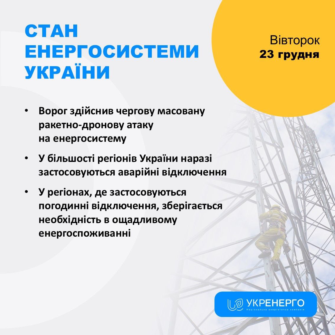 Масована атака та аварійні відключення в енергосистемі