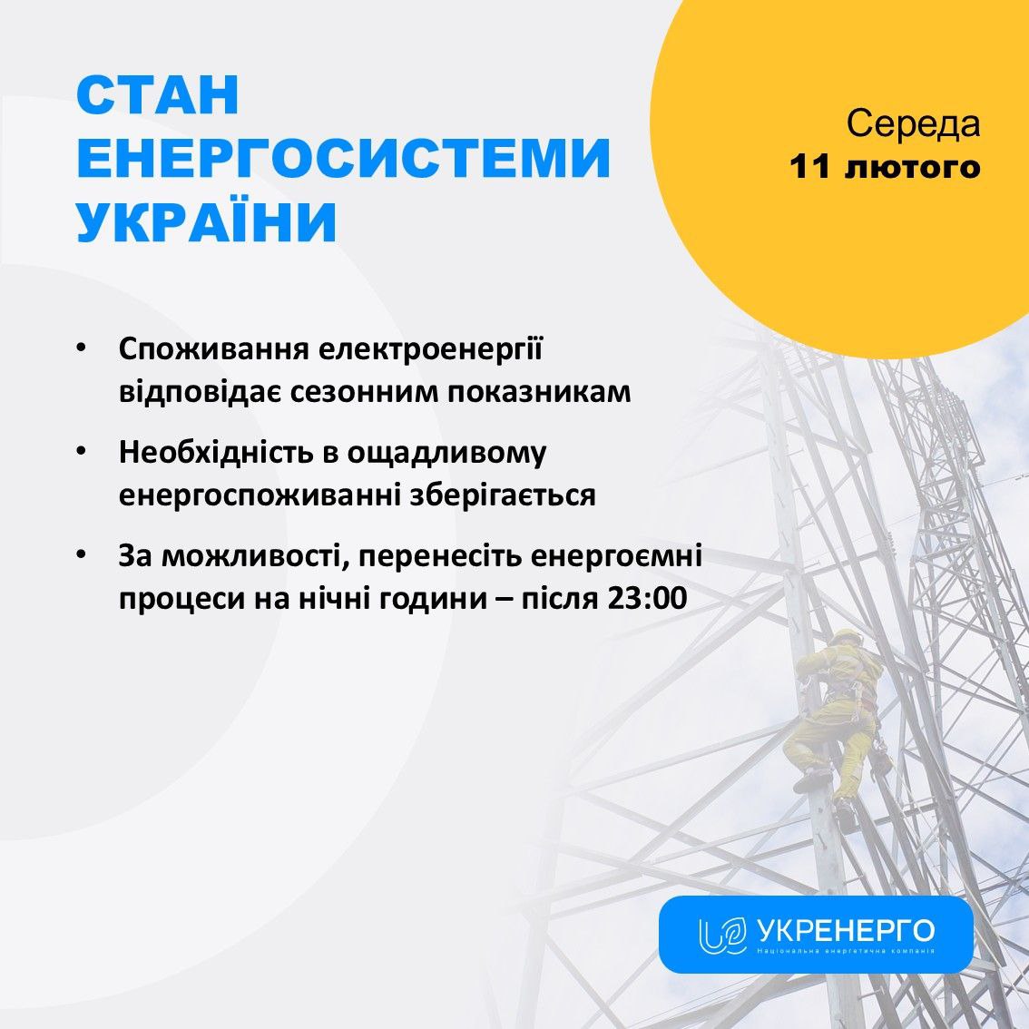 Стан енергосистеми та рекомендації щодо споживання