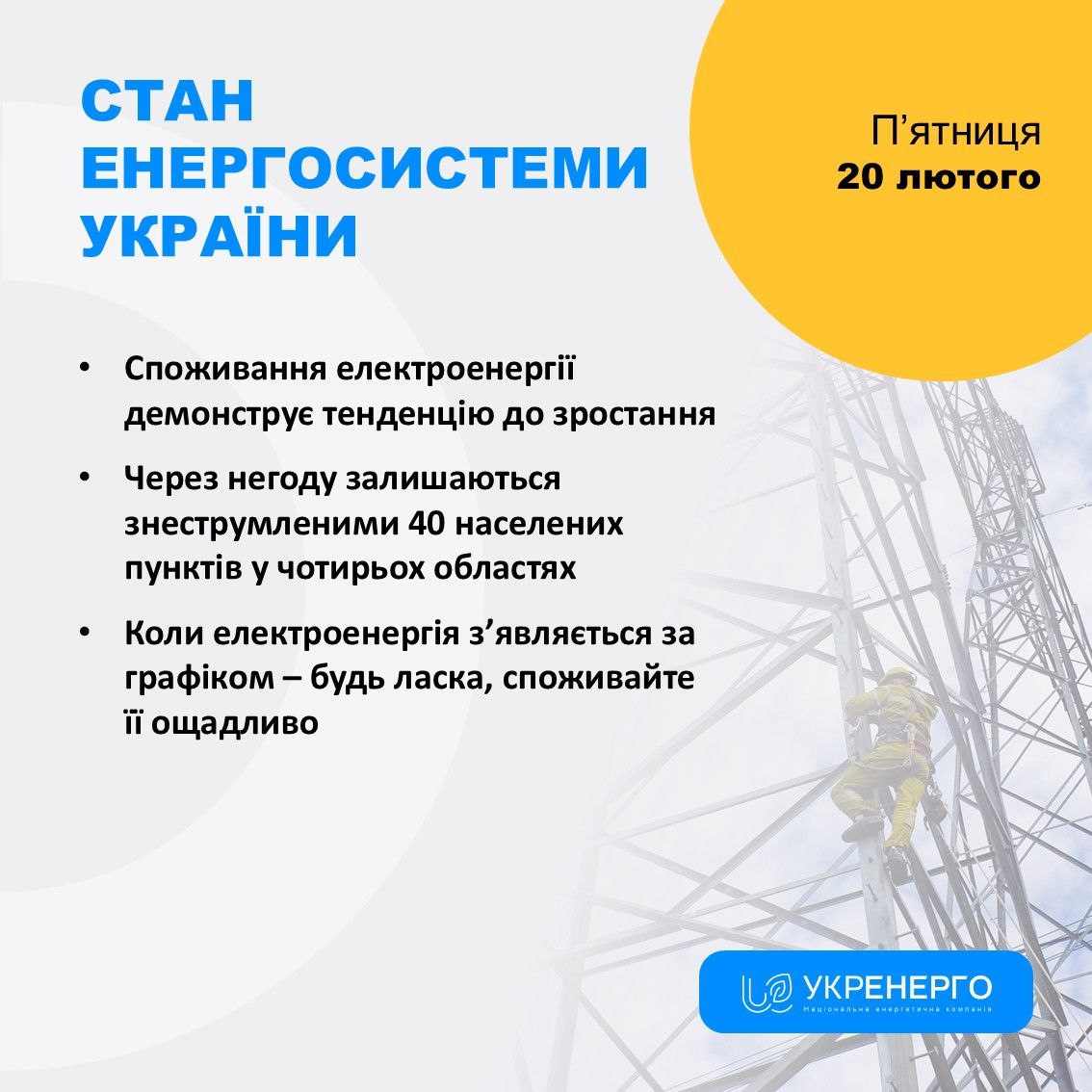 Стан енергосистеми та обмеження електроспоживання