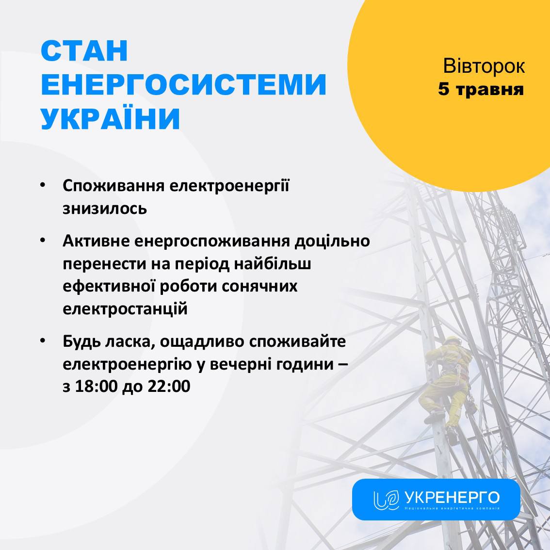 Стан енергосистеми: споживання знизилось