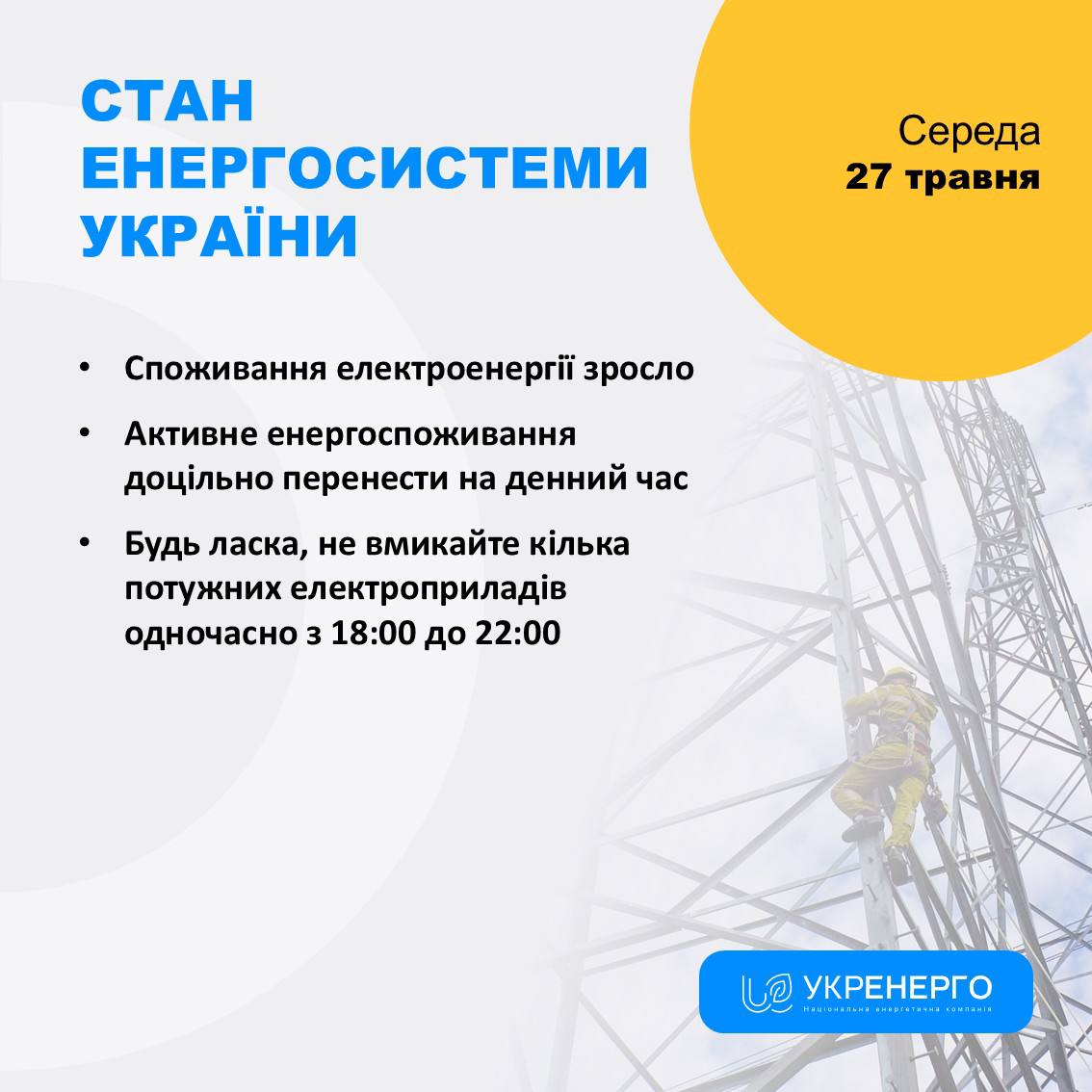 Зростання споживання та відключення після атак