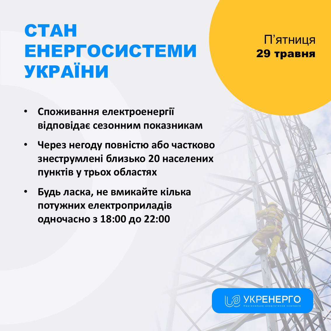 Знеструмлення через негоду та обстріли, споживання в нормі