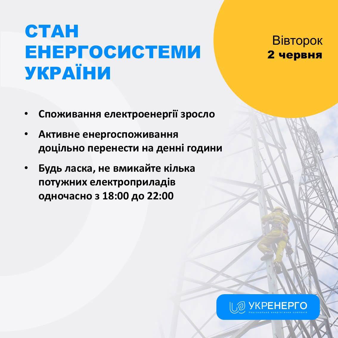 Зросло споживання: не вмикайте 18:00–22:00
