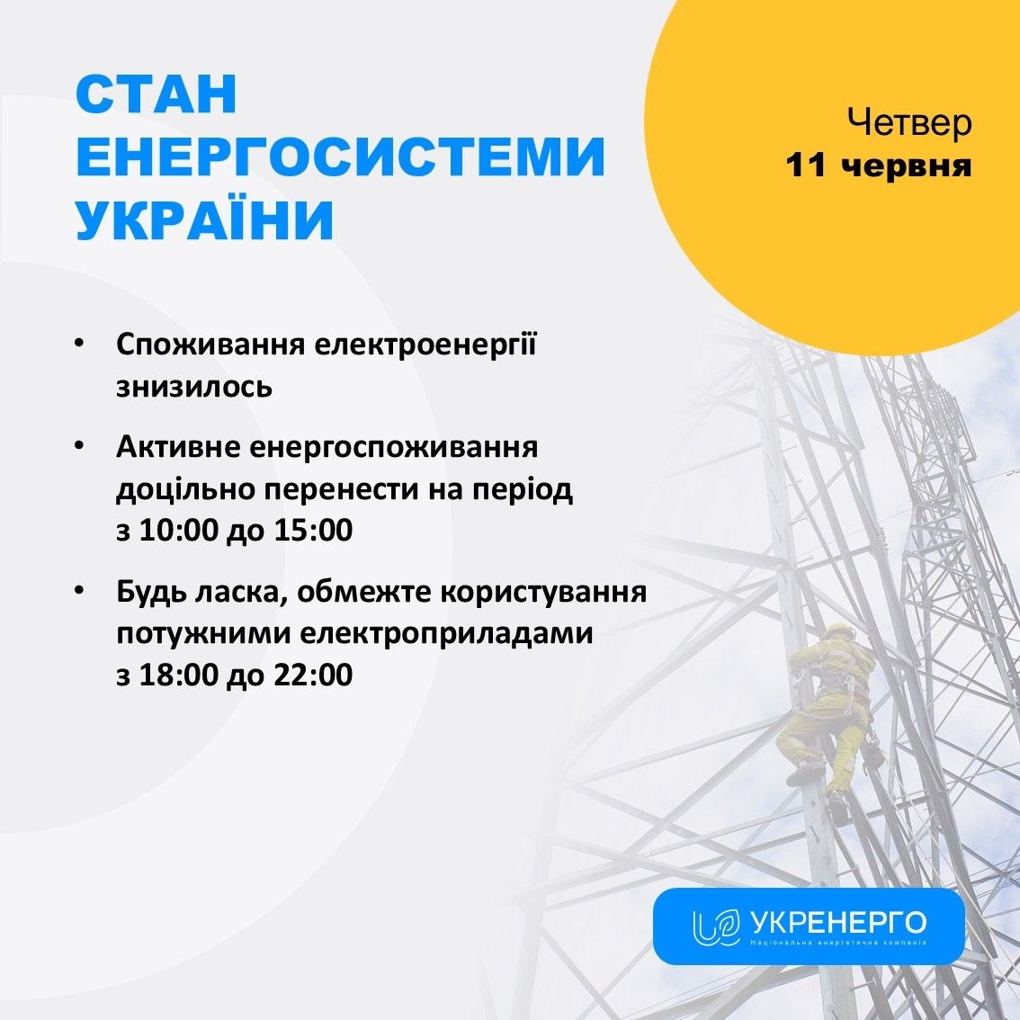 Зниження споживання та обмеження 18:00–22:00