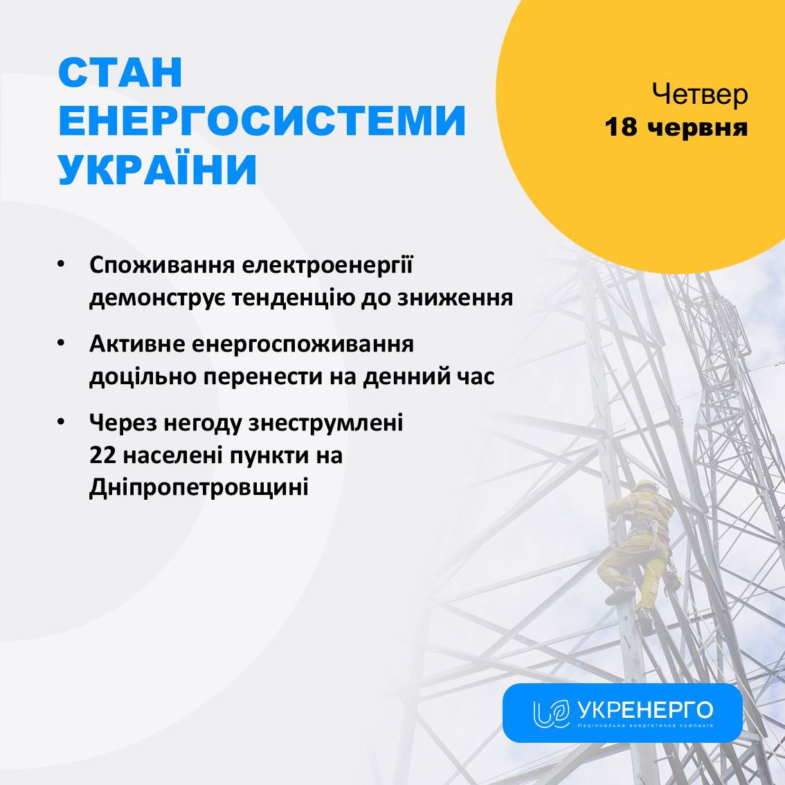 Зниження споживання та знеструмлення в областях