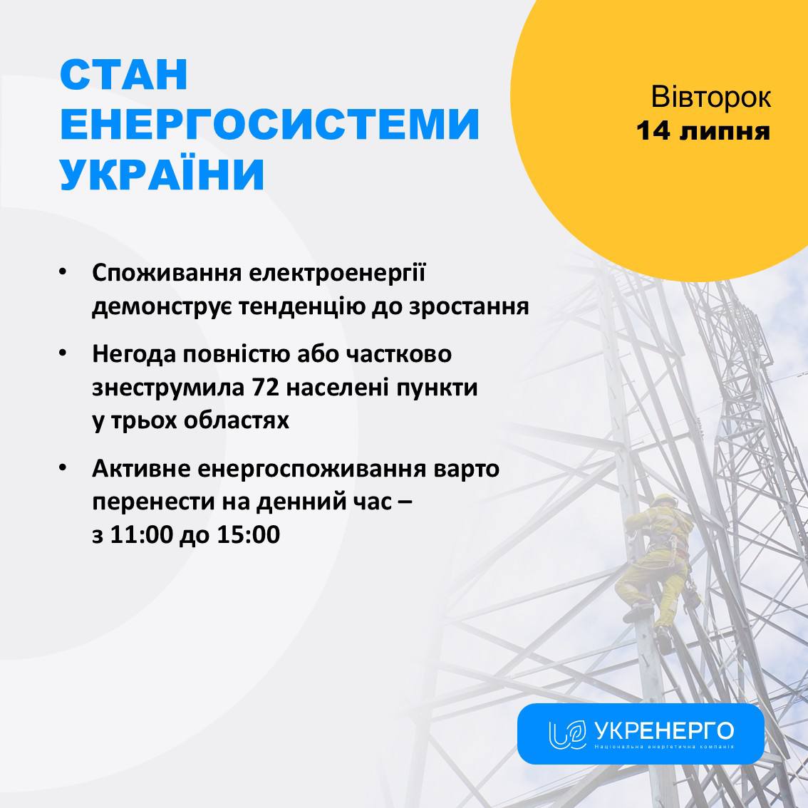 Зростання споживання та відключення в областях