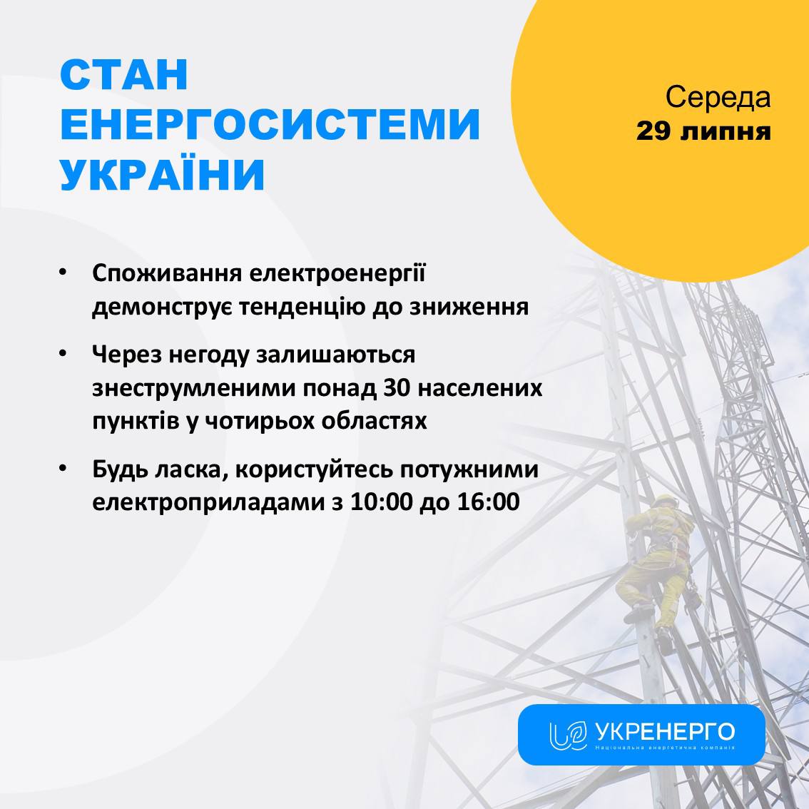 Тенденція зниження споживання та відключення