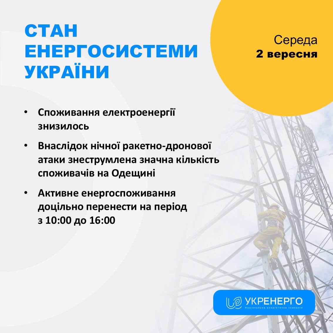 Знизилось споживання після ракетно-дронової атаки