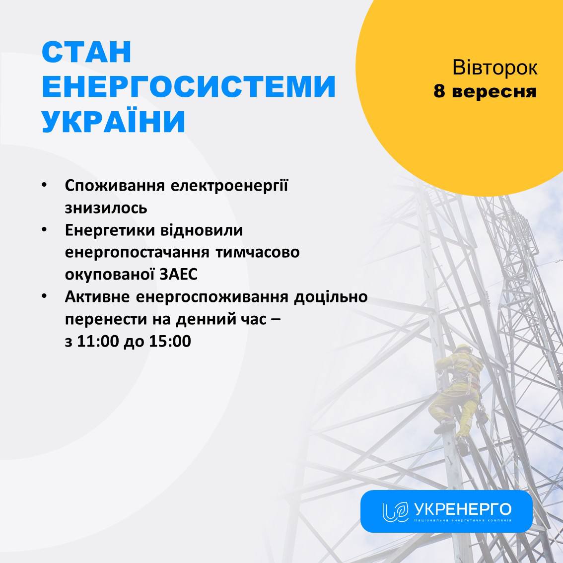 Зниження споживання та відновлення ЗАЕС