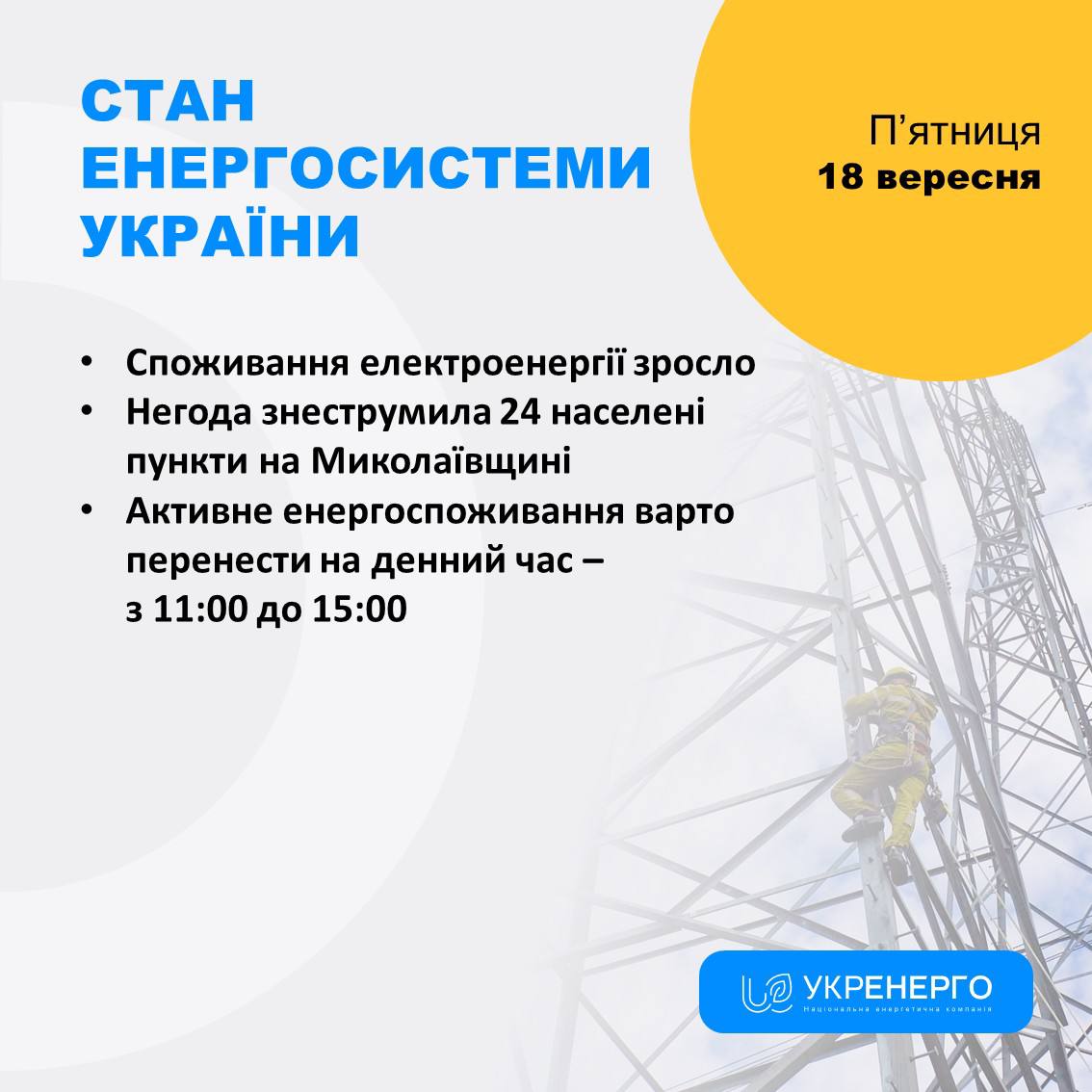 Зросло споживання: негода та відключення електроенергії