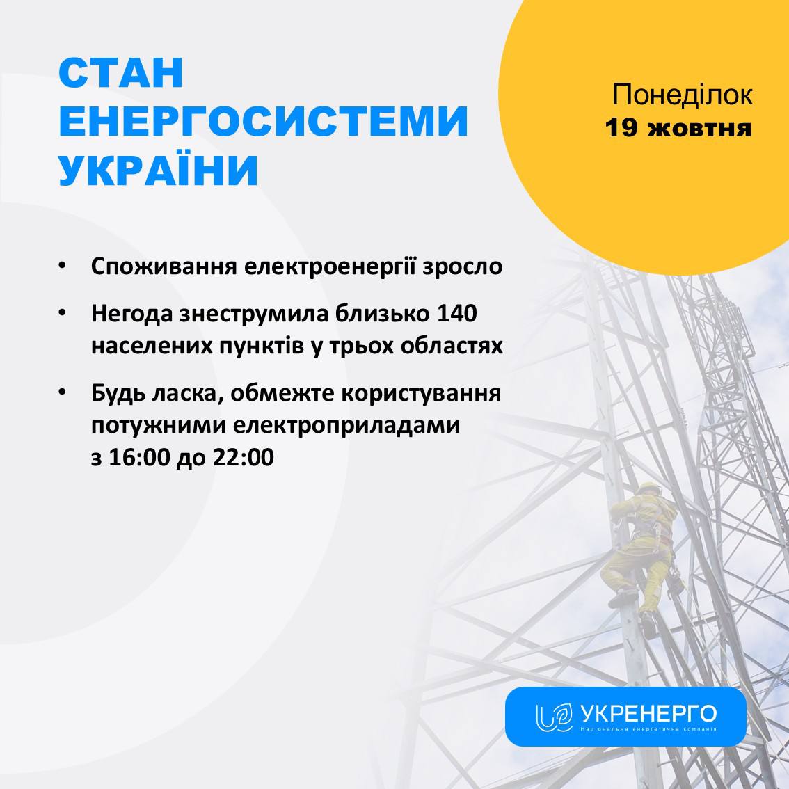 Зросло споживання: обмеження 16:00-22:00